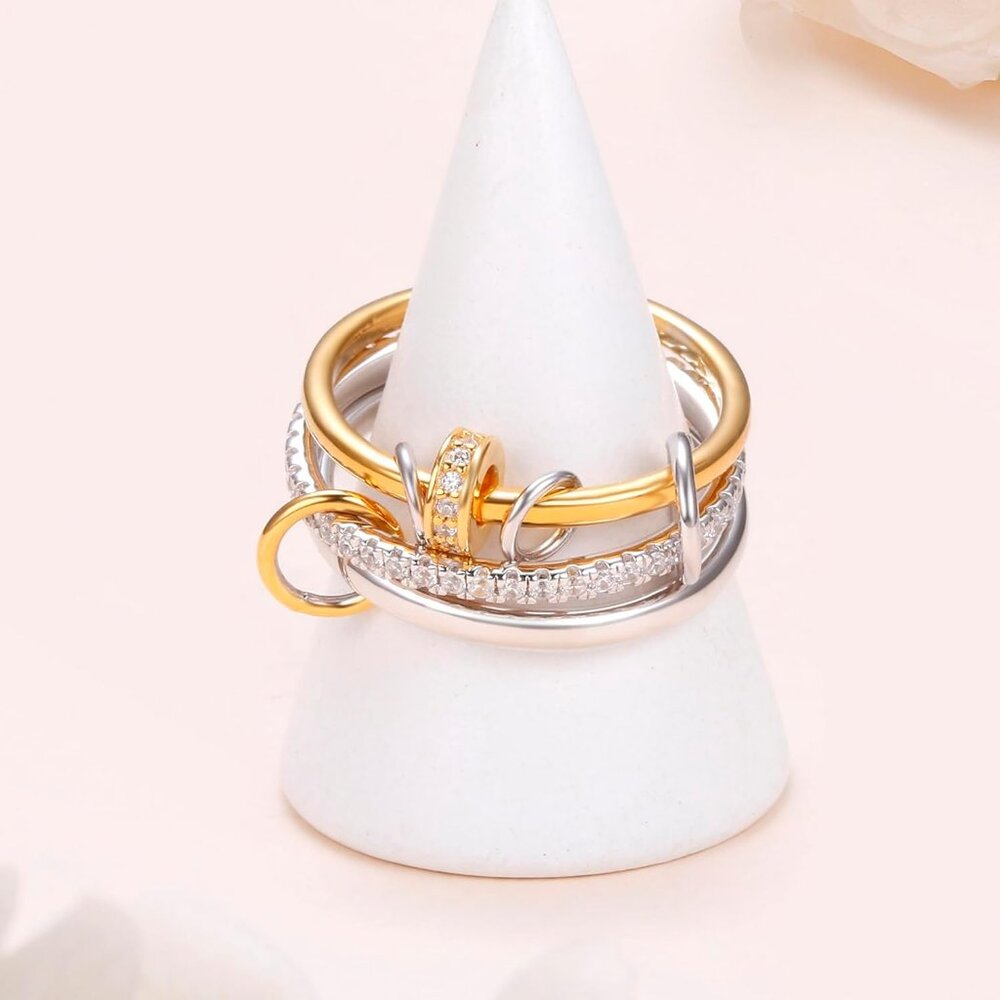 Interlocking Statement Rings Set - S925 Silver St… - image 3